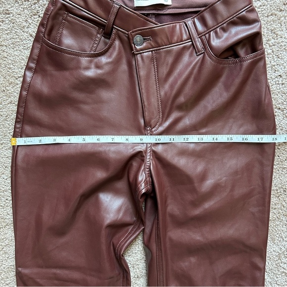 Abercrombie & Fitch Criss-Cross Waistband Vegan Leather 90s Straight Pants 26/2 - Picture 8 of 13